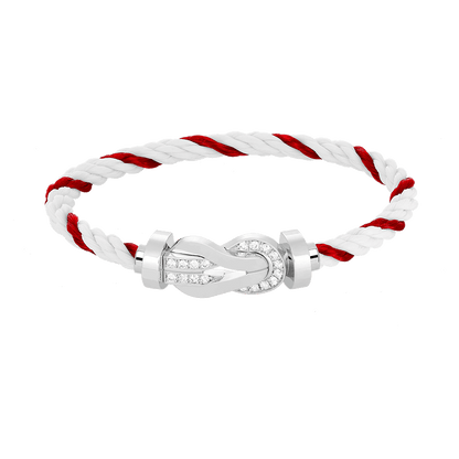 [GALE]CHANCE Großes Armband mit 8-stelliger Schnalle und Halbdiamanten, Silber