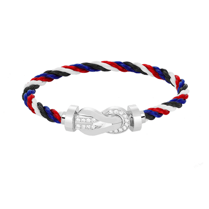 [GALE]CHANCE Großes Armband mit 8-stelliger Schnalle und Halbdiamanten, Silber