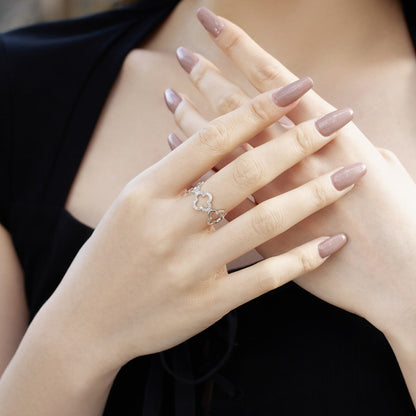 [GALE]Hollow Design Four-Leaf Clover Flower Shape Ring