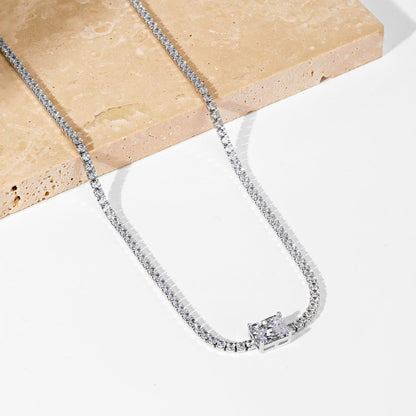 [GALE]2.0 carat Ornate Emerald Cut Necklace