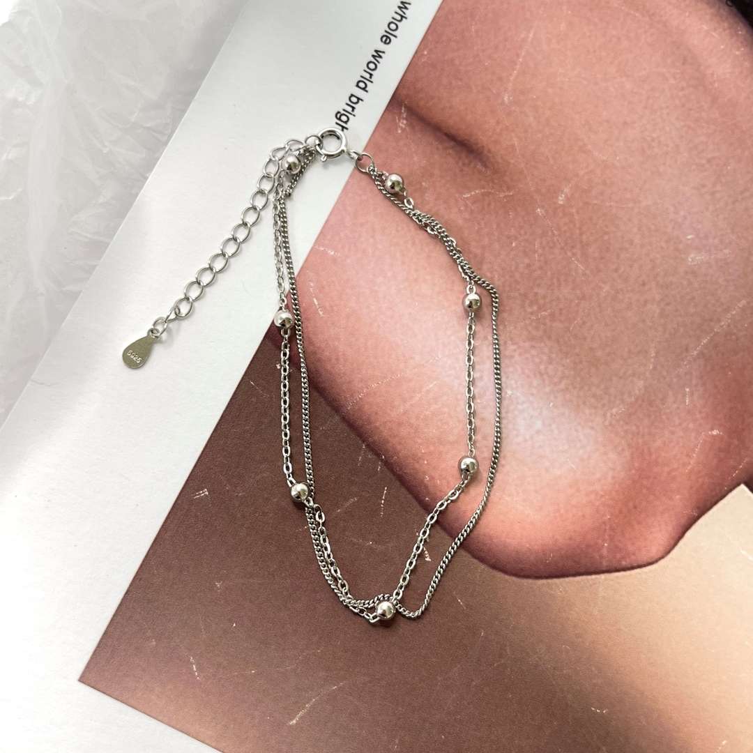 [GALE]Delicate Bead Double Layer Bracelet