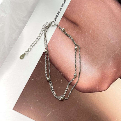 [GALE]Delicate Bead Double Layer Bracelet