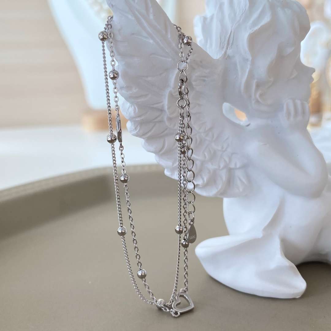 [GALE]Dainty Double Layer Love Heart Bracelet