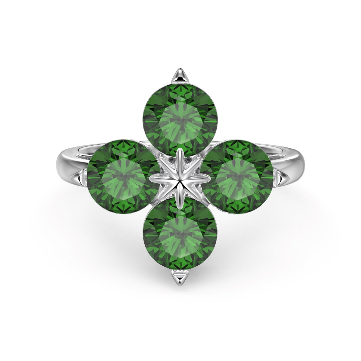 [GALE]Four-Leaf Clover Eight-Pointed Star Ring