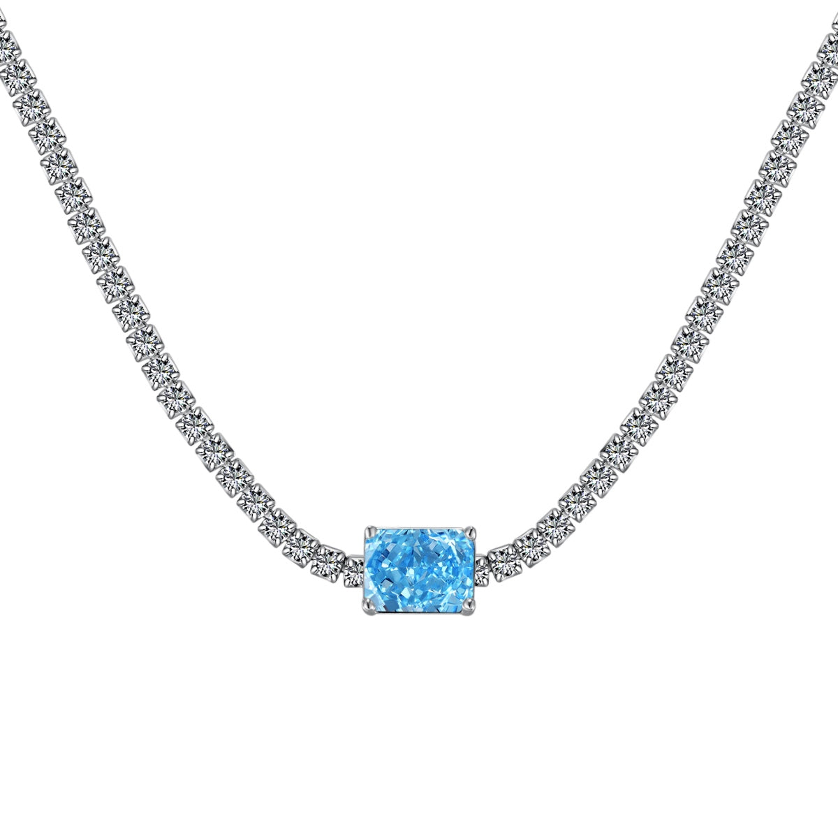 [GALE]2.0 carat Ornate Emerald Cut Necklace