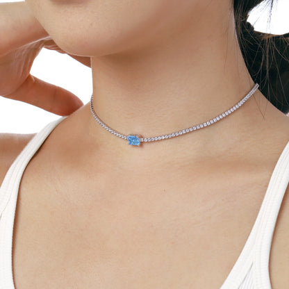 [GALE]2.0 carat Ornate Emerald Cut Necklace