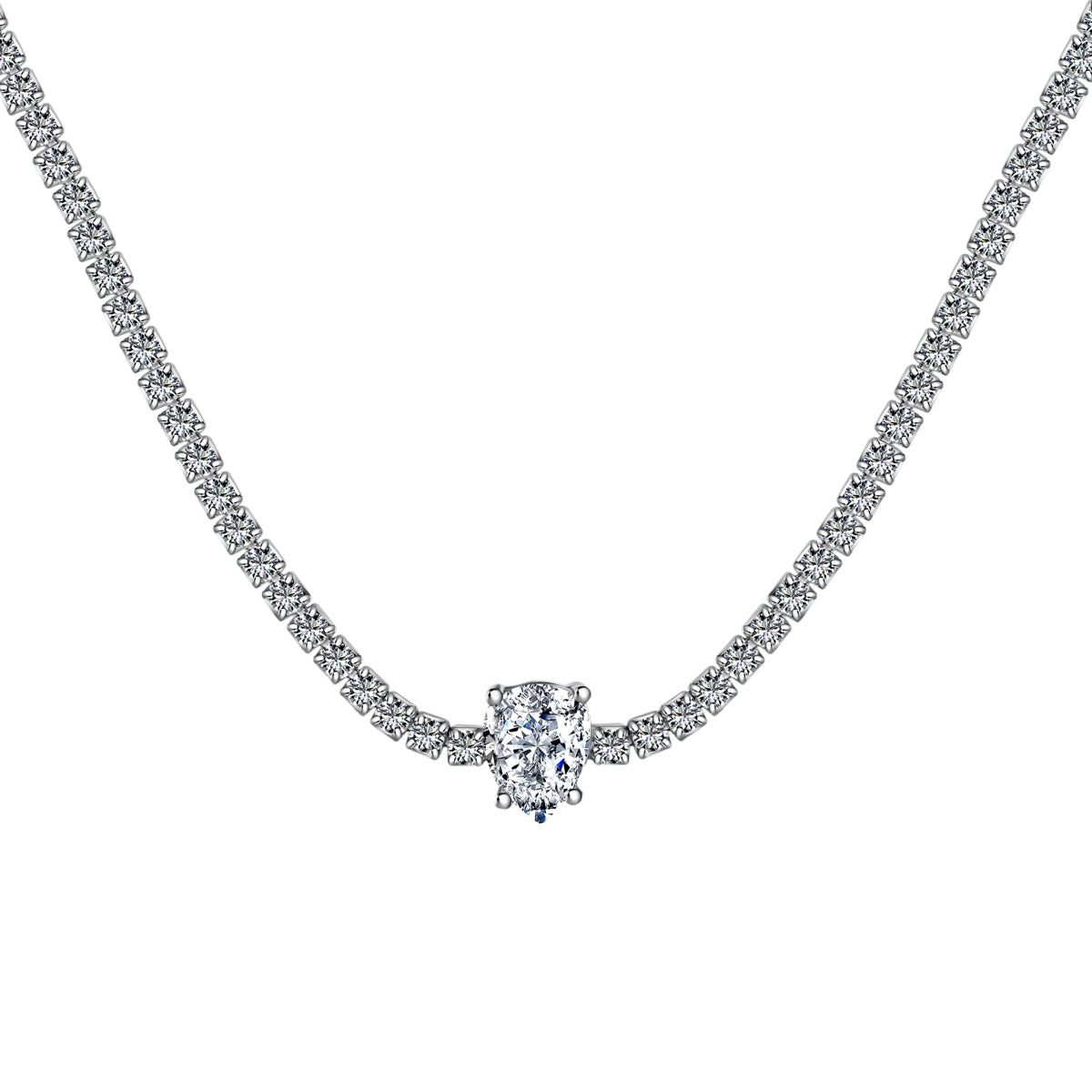 [GALE]1.0 carat Unique Pear Cut Tennis Necklace