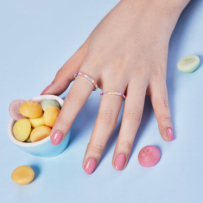 [GALE]Exquisite Multicolored Emerald Cut Daily Ring