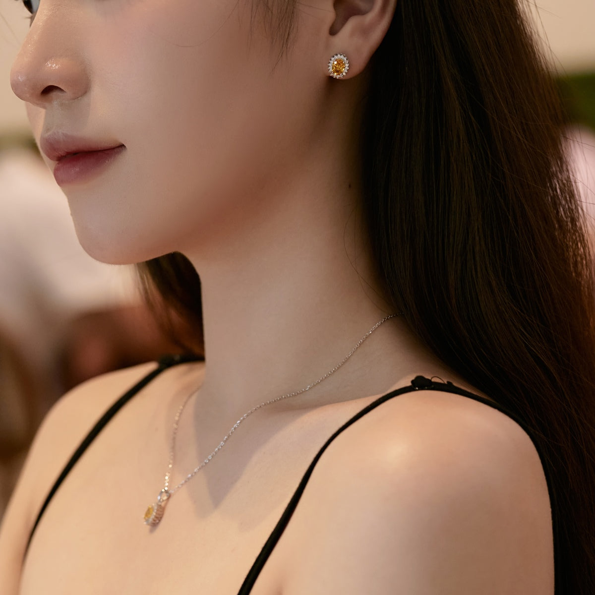 [GALE]Delicate Radiant Oval Cut Daily Earrings