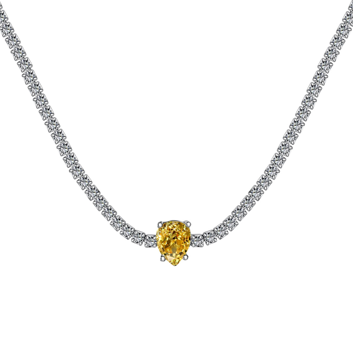 [GALE]1.0 carat Unique Pear Cut Tennis Necklace