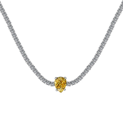 [GALE]1.0 carat Unique Pear Cut Tennis Necklace