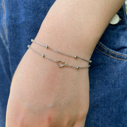 [GALE]Dainty Double Layer Love Heart Bracelet