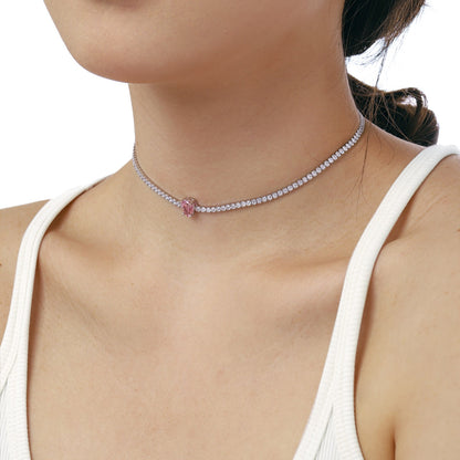[GALE]1.0 carat Unique Pear Cut Tennis Necklace