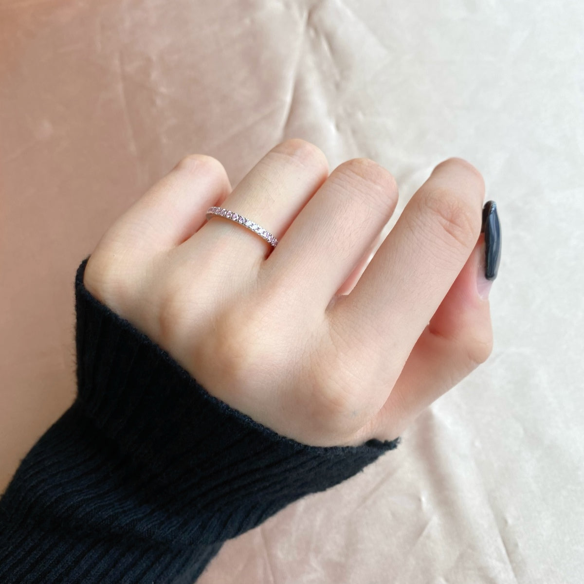 [GALE]Delicate Sparkling Round Cut Daily Ring