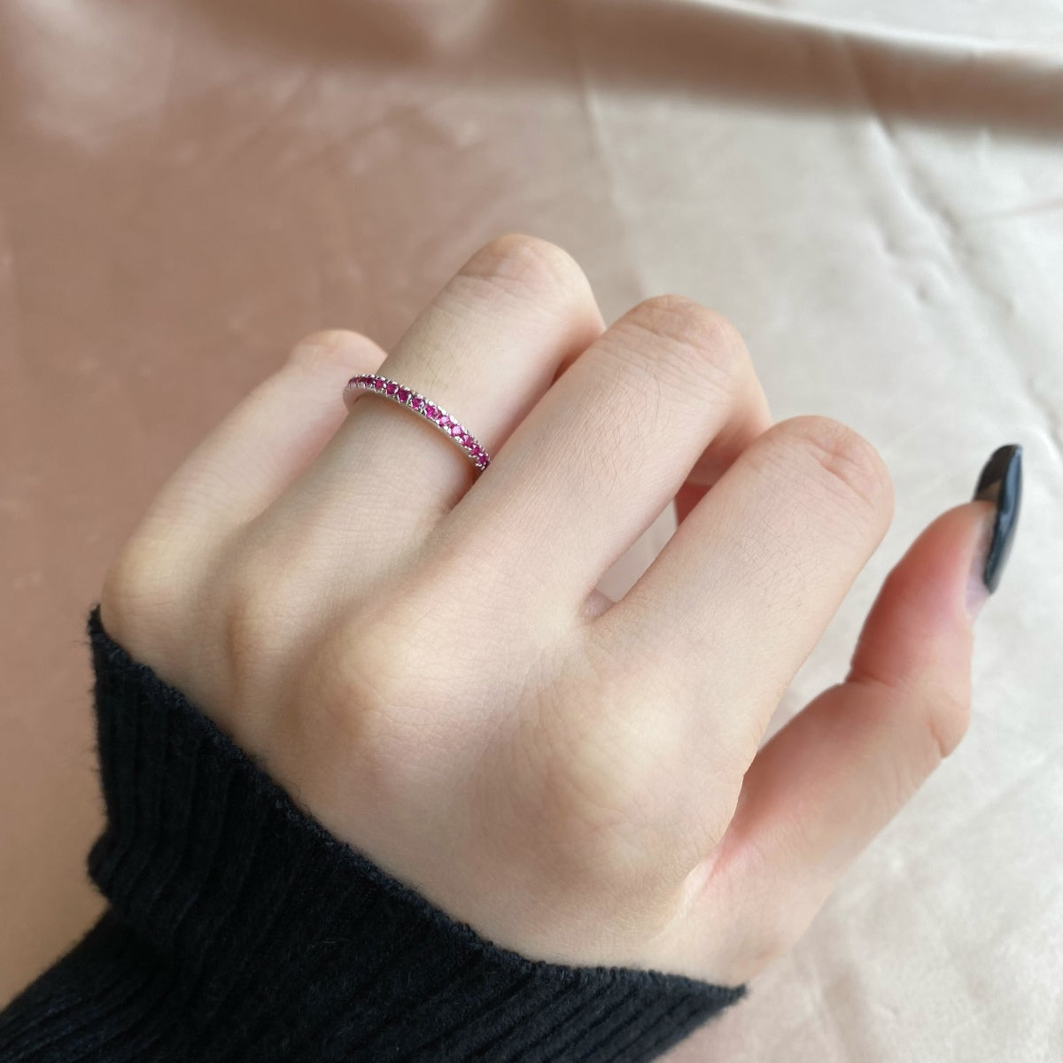 [GALE]Delicate Sparkling Round Cut Daily Ring