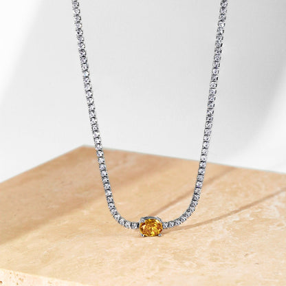 [GALE]1.0 Carat Shining Oval Cut Necklace