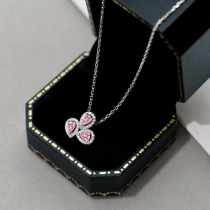 [GALE]Elegant Flower Shape Pear Cut Necklace