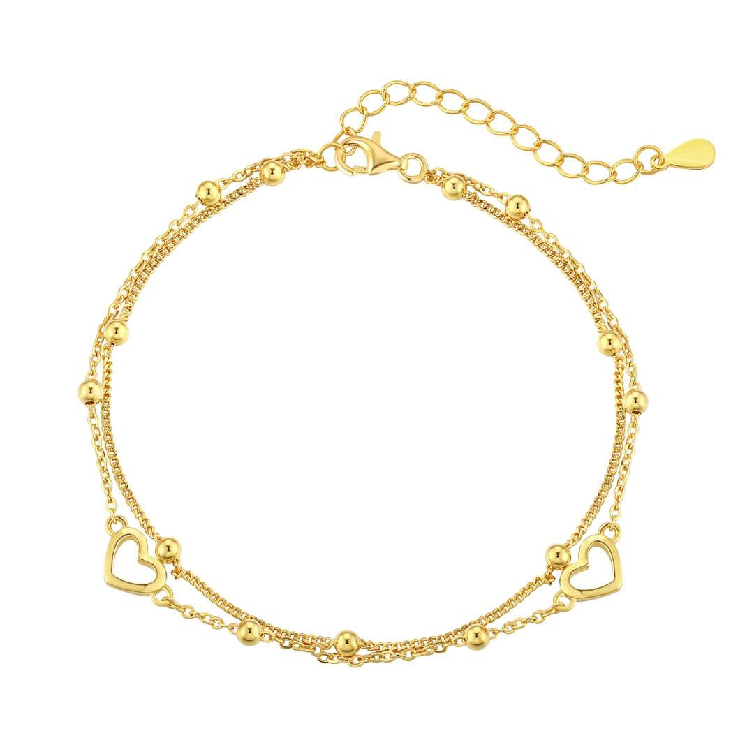 [GALE]Dainty Double Layer Love Heart Bracelet