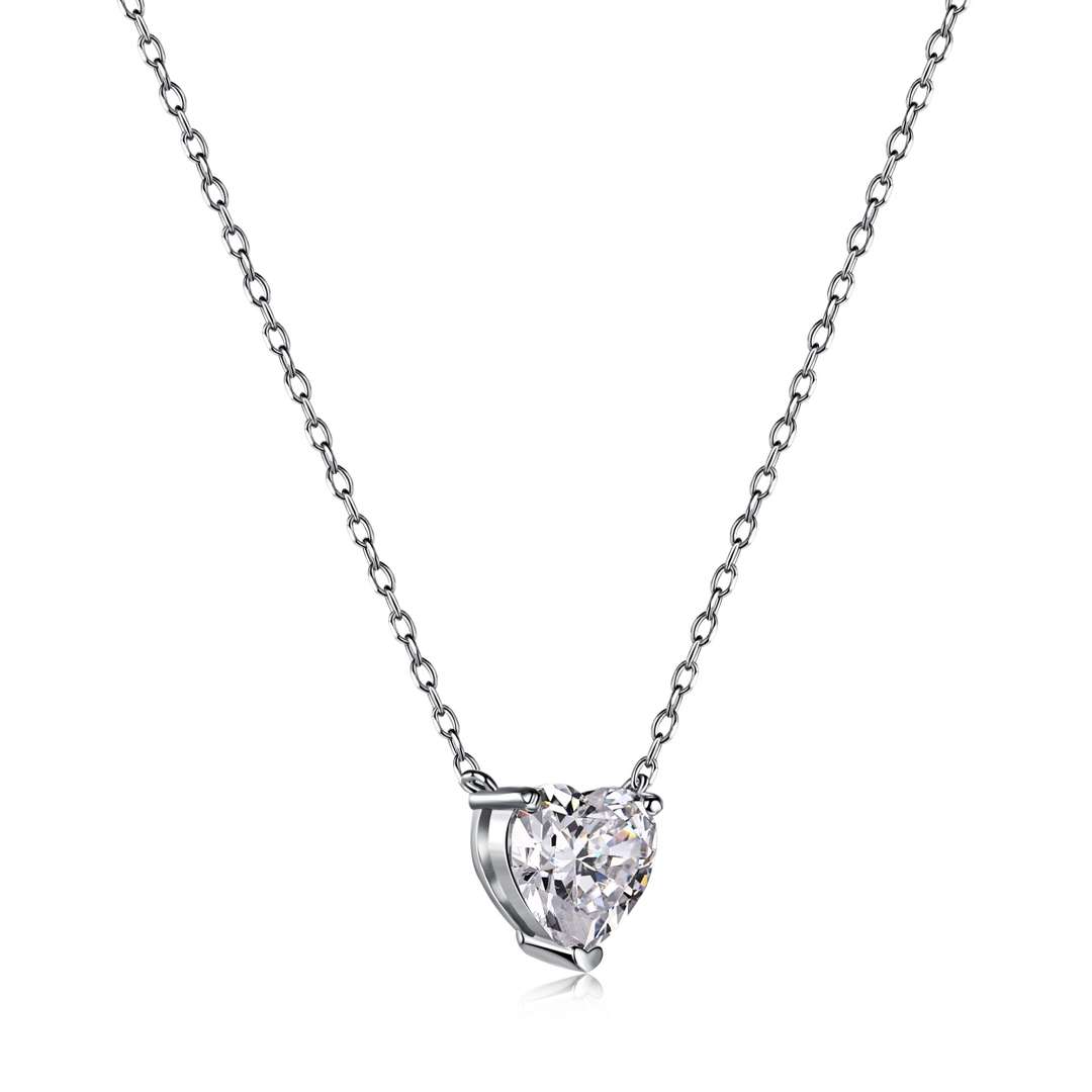 [GALE]Heart Shape Main Stone Pendant Collarbone Necklace