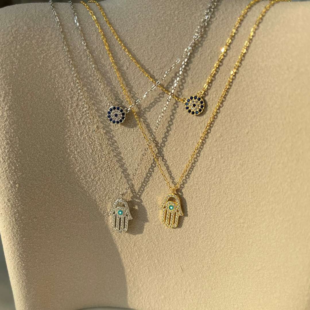 [GALE]Demon Eye Hamsa Palm Necklace