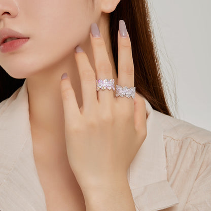 [GALE]Luxurious Colorful Radiant Cut Daily Ring