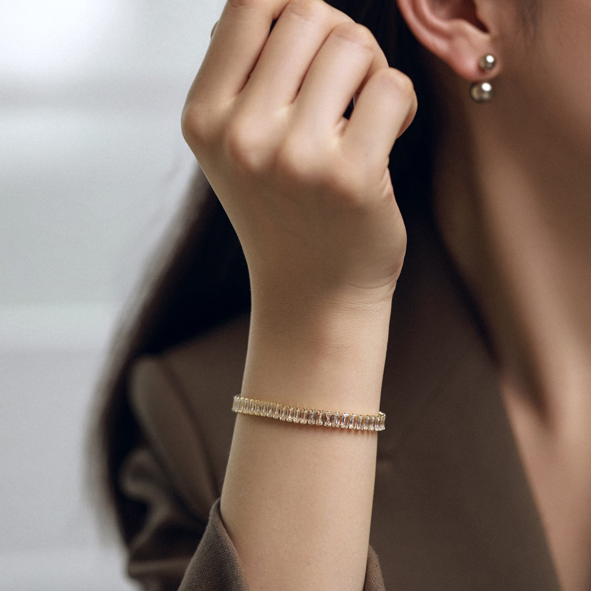 [GALE]Exquisite Emerald Cut Daily Bracelet