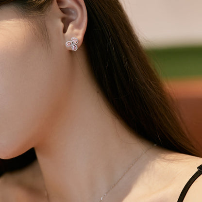 [GALE]Ornate Flower Shape Pear Cut Lover Earrings