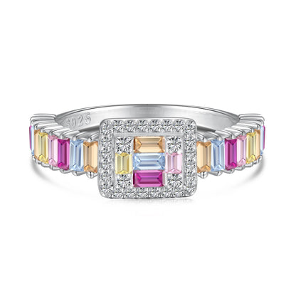 [GALE]Exquisite Colorful Radiant Cut Party Ring