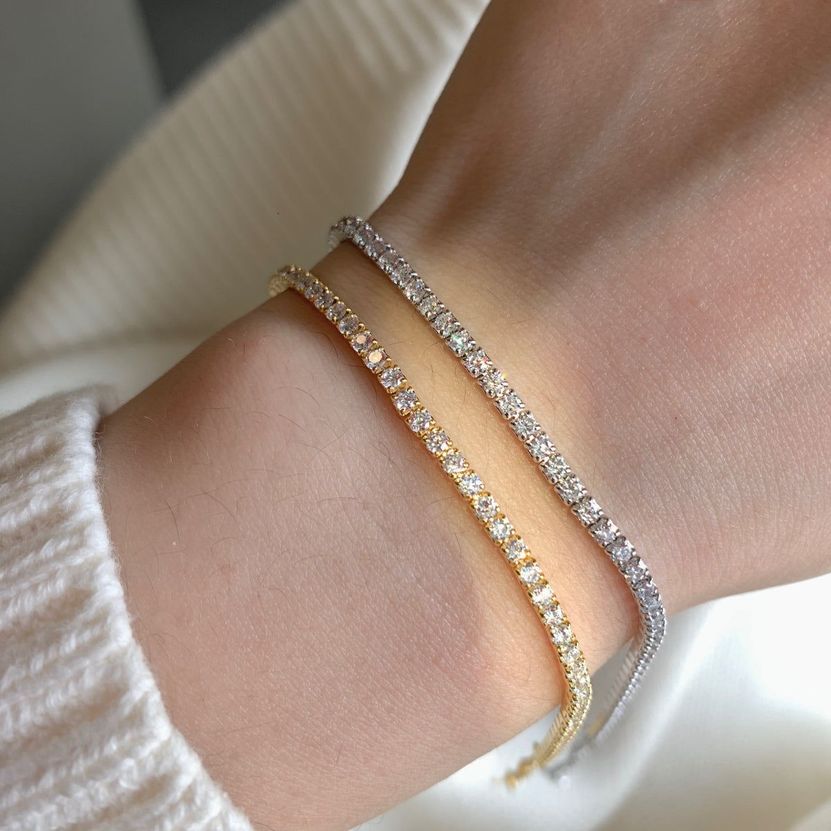 [GALE]Radiant Shinning Princess Cut Tennis Bracelet