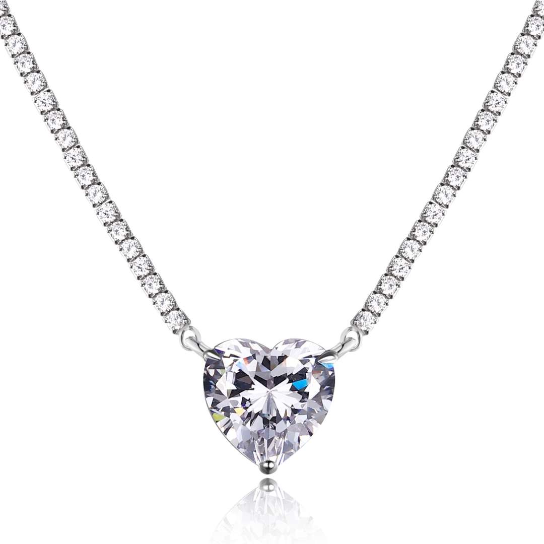 [GALE]8.0 Carat Versatile Colorful Sweet Heart-Shaped Tennis Necklace