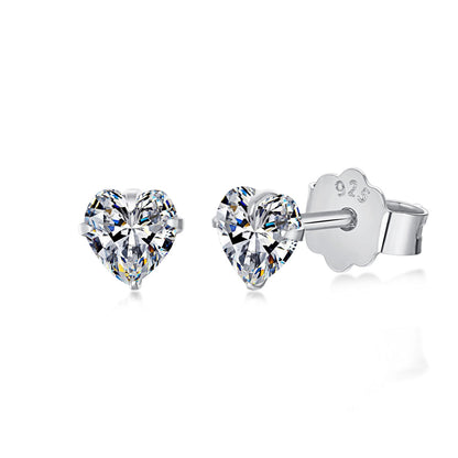 [GALE]Sparkling Heart Shaped Simple Earrings