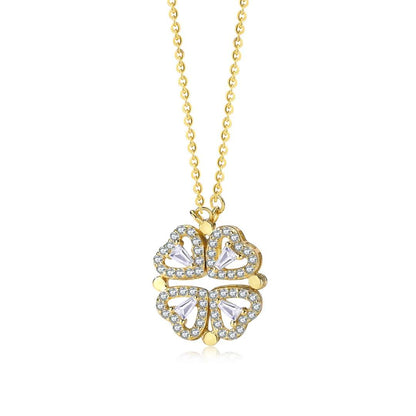 [GALE]Ornate Heart Cut Flower Shape Necklace