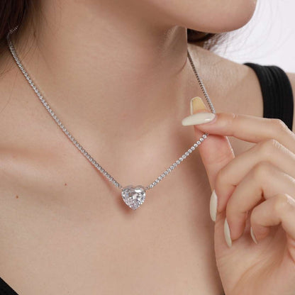 [GALE]8.0 Carat Versatile Colorful Sweet Heart-Shaped Tennis Necklace