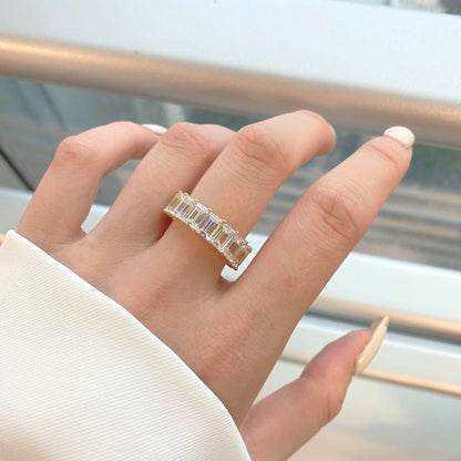 [GALE]0.75 Carat Elegant Emerald Cut Tennis Ring