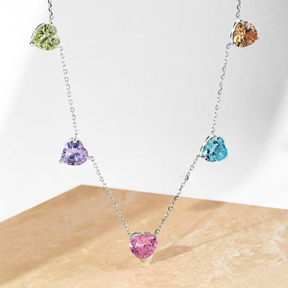[GALE]Sparkling Colorful Heart Cut Necklace
