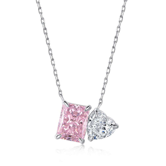 [GALE]Dazzling Square & Heart Shape Necklace