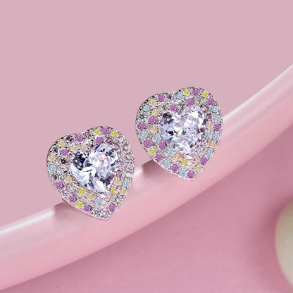 [GALE]Dazzling Heart Shape Lover Earrings