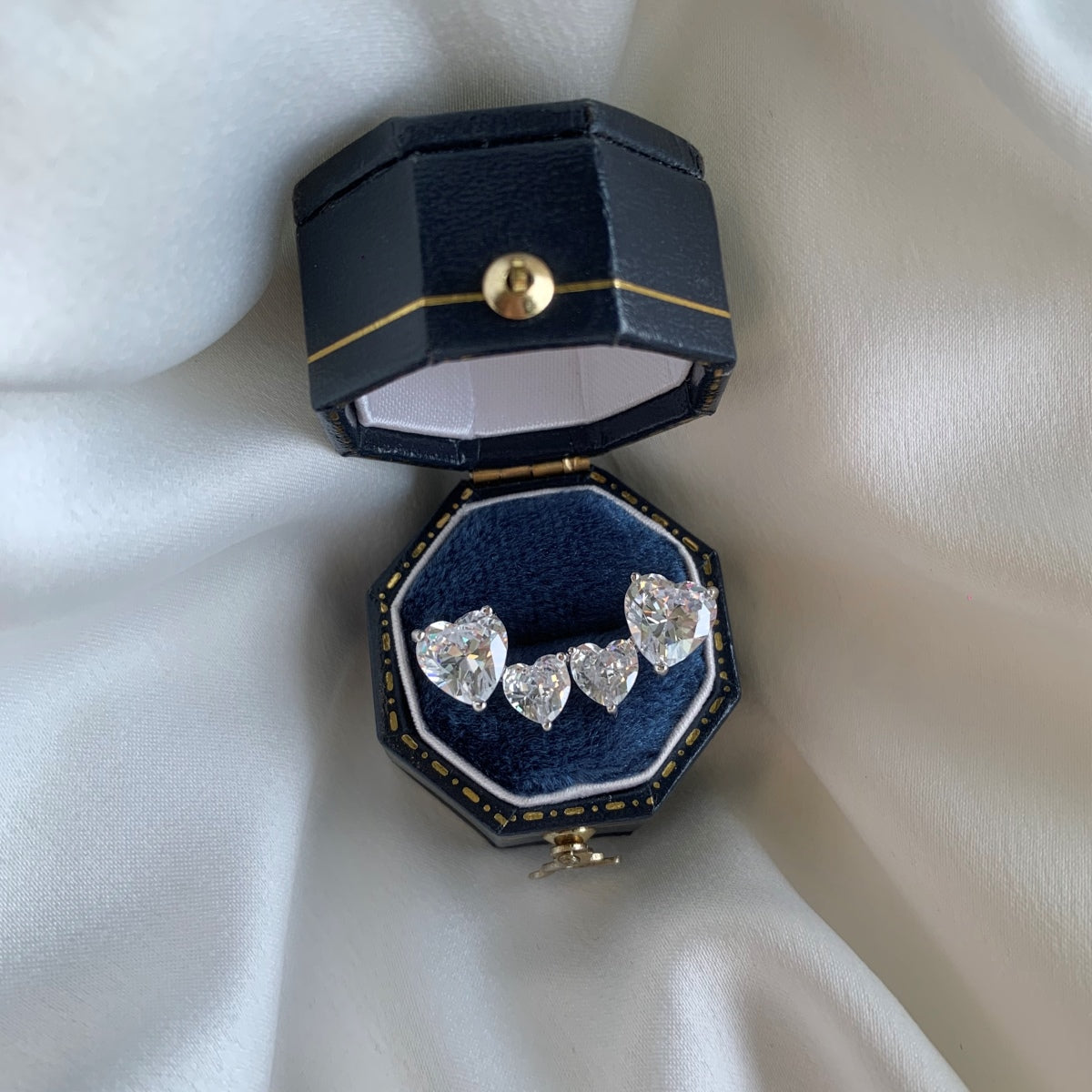 [GALE]Double Heart-Shape Classic Princess Style Earrings