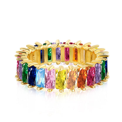 [GALE]Unique Colorful Radiant Cut RIng
