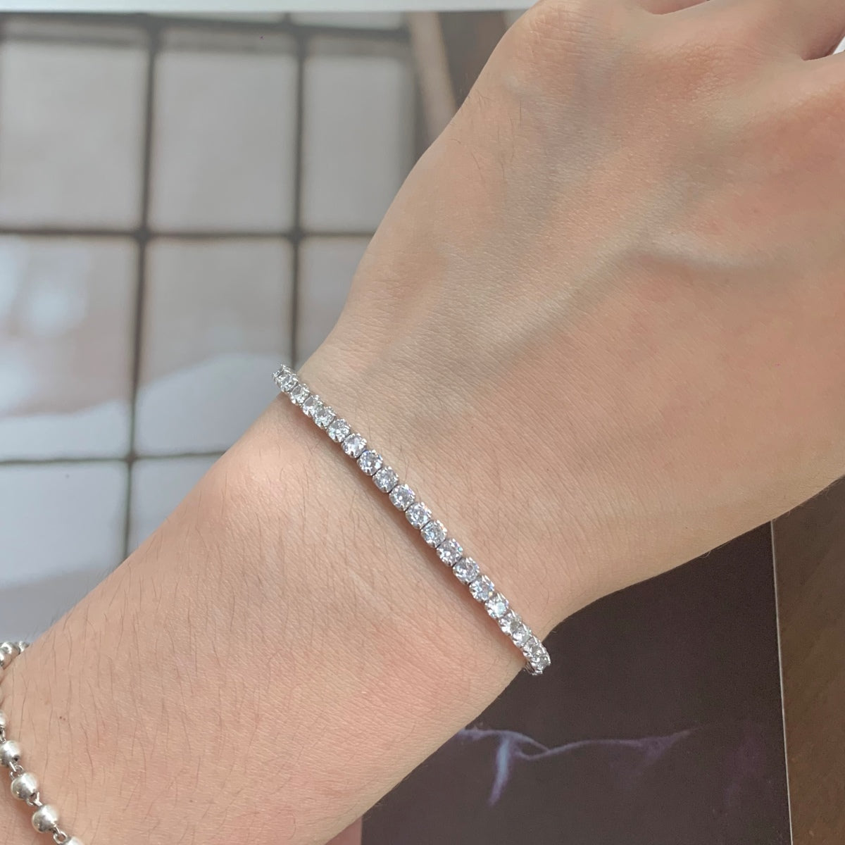 [GALE]Sparkling Round Cut Daily Bracelet