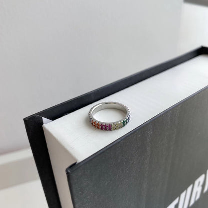 [GALE]Unique Colorful Round Cut Tennis Ring