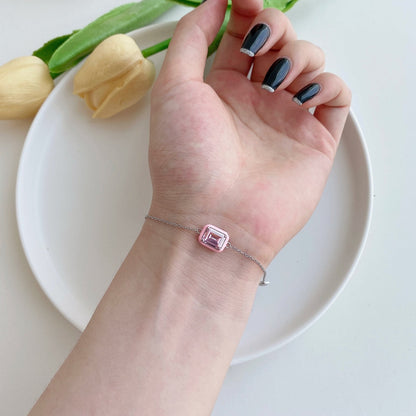 [GALE]2.0 Carat Sparkling Colorful Emerald Cut Daily Bracelet