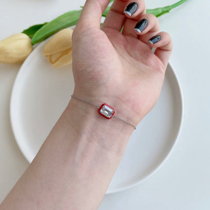 [GALE]2.0 Carat Sparkling Colorful Emerald Cut Daily Bracelet