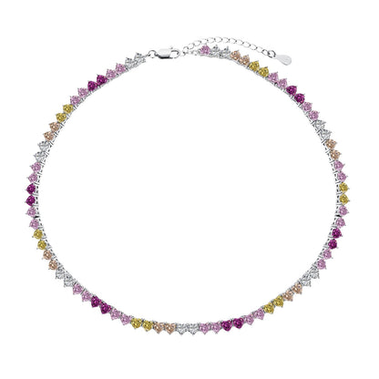[GALE]Sparkling Colorful Full Heart Tennis Necklace