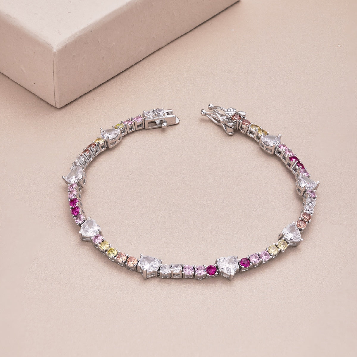 [GALE]Romantic Heart Shape Round Cut Lover Bracelet
