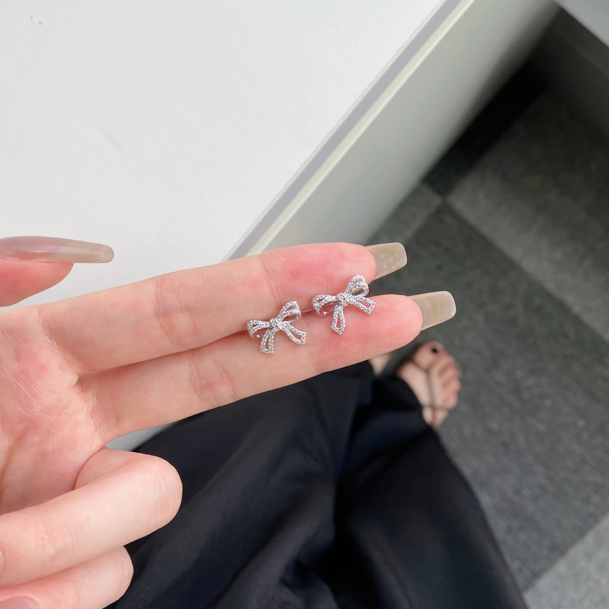 [GALE]Dainty Bow Shape Earrings