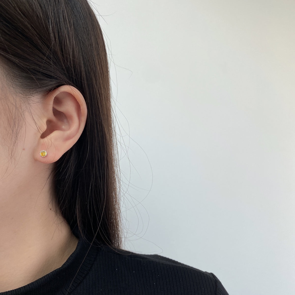 [GALE]Sparkling Colorful Round Shape Earrings