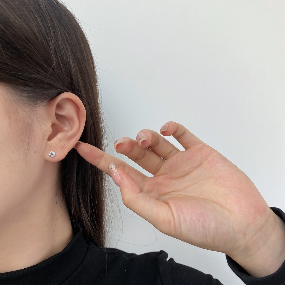 [GALE]Sparkling Colorful Round Shape Earrings