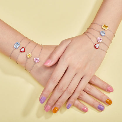 [GALE]2.0 Carat Sparkling Colorful Emerald Cut Daily Bracelet