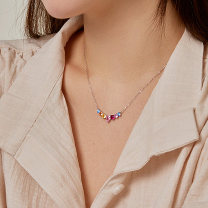 [GALE]Dainty Colorful Heart Necklace